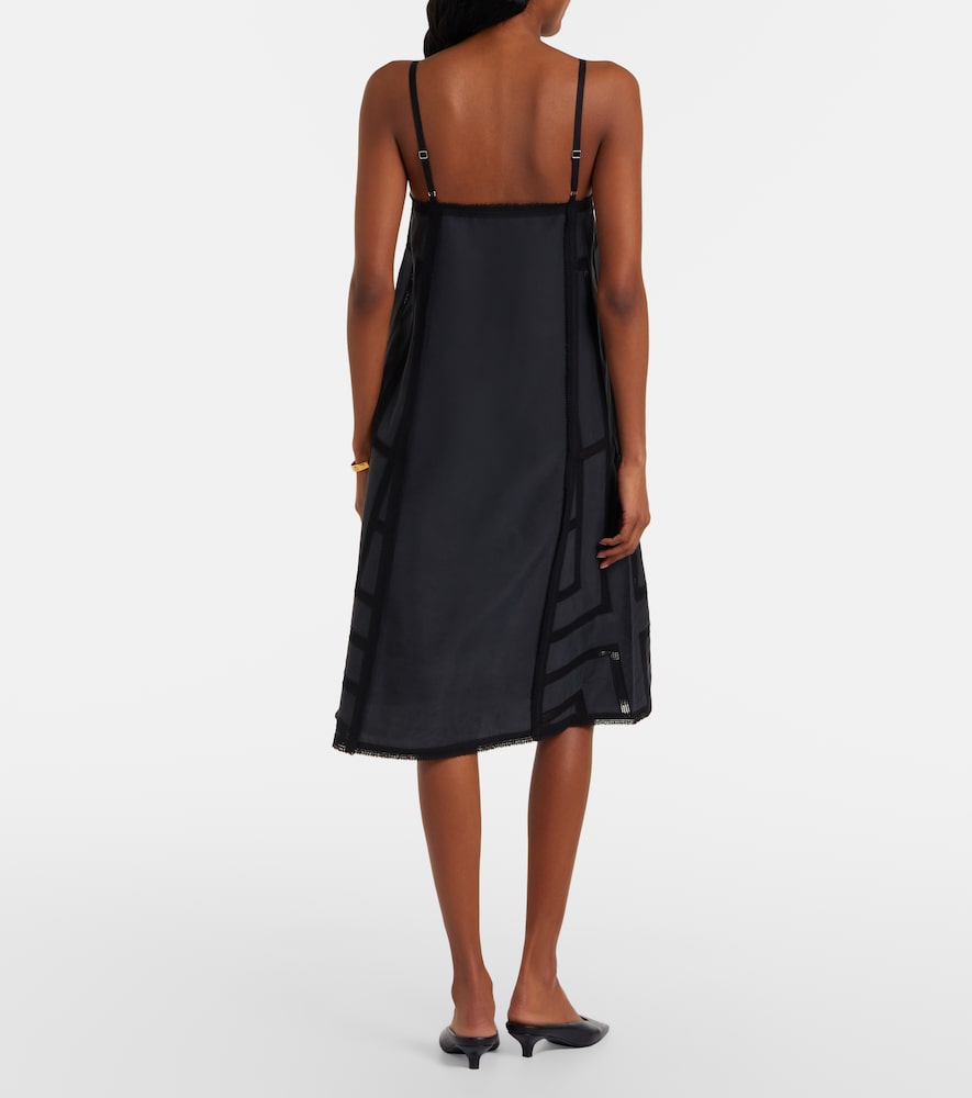 Embroidered silk midi dress
