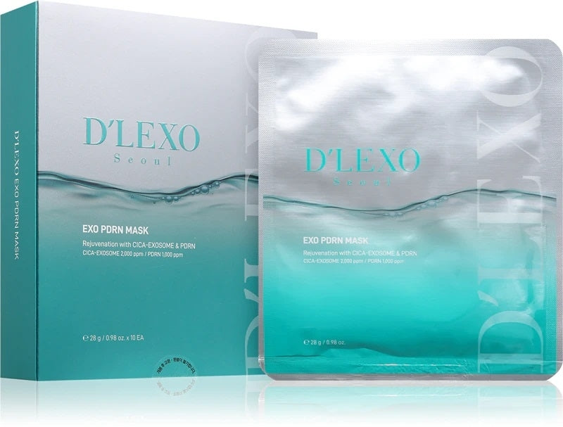 Maschera in tessuto con effetto ringiovanente Dermaline D'lexo Exo PDRN Mask 10 x 28 g