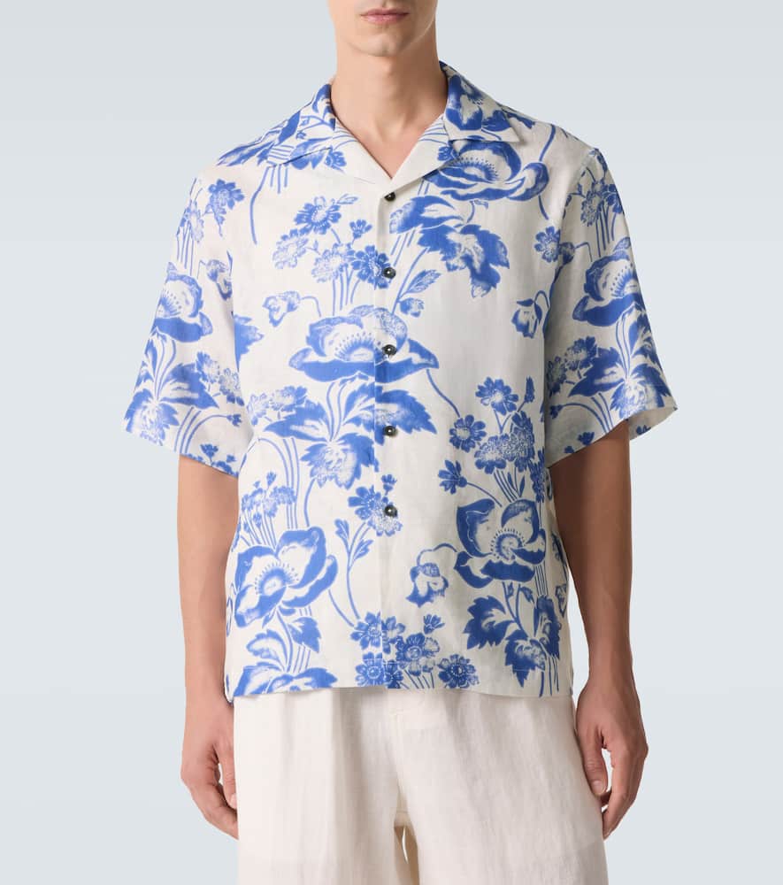 Floral linen bowling shirt