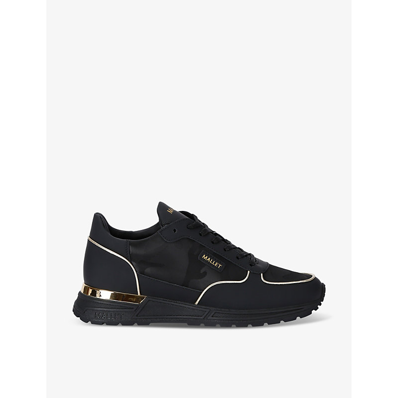 Mens Black/comb Popham Leather and Mesh Low-top Trainers