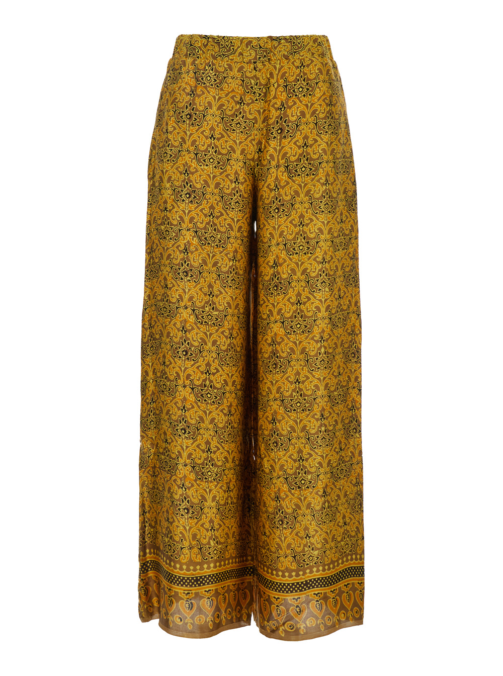 Iris Multicolor Pants with Wide Leg and All-Over Print in Silk Woman Trousers - Women