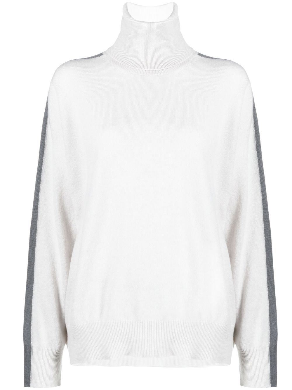 Stripe-detail roll neck jumper - Grey