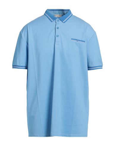 Man Polo shirt Sky blue Size 44 Cotton, Silk