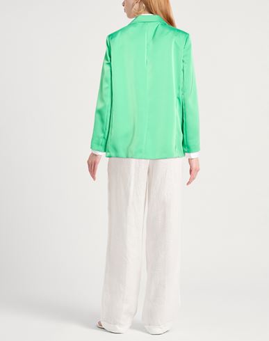 Woman Blazer Green Size 12 Polyester, Elastane