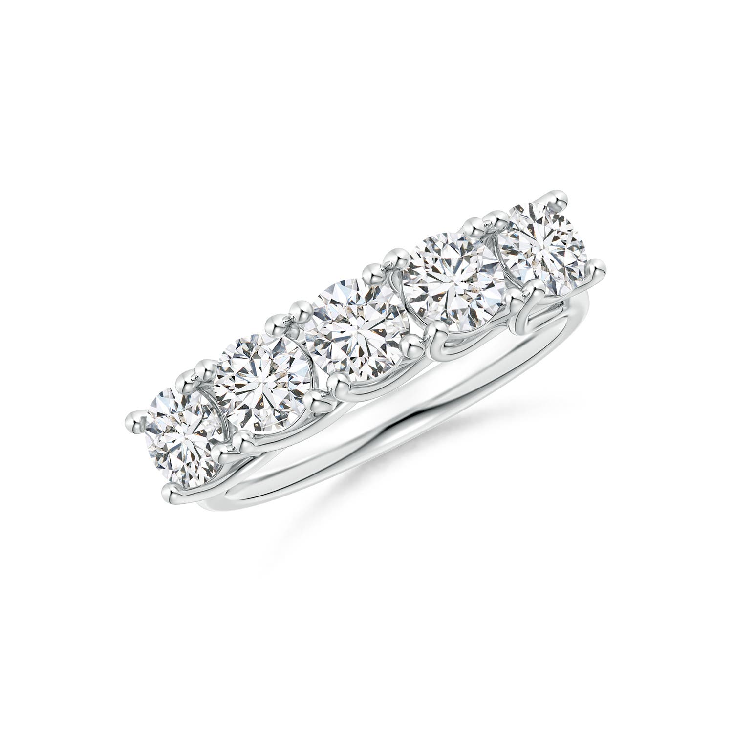 Angara 1.75 Carats Half Eternity Five Stone Diamond Wedding Band in Platinum