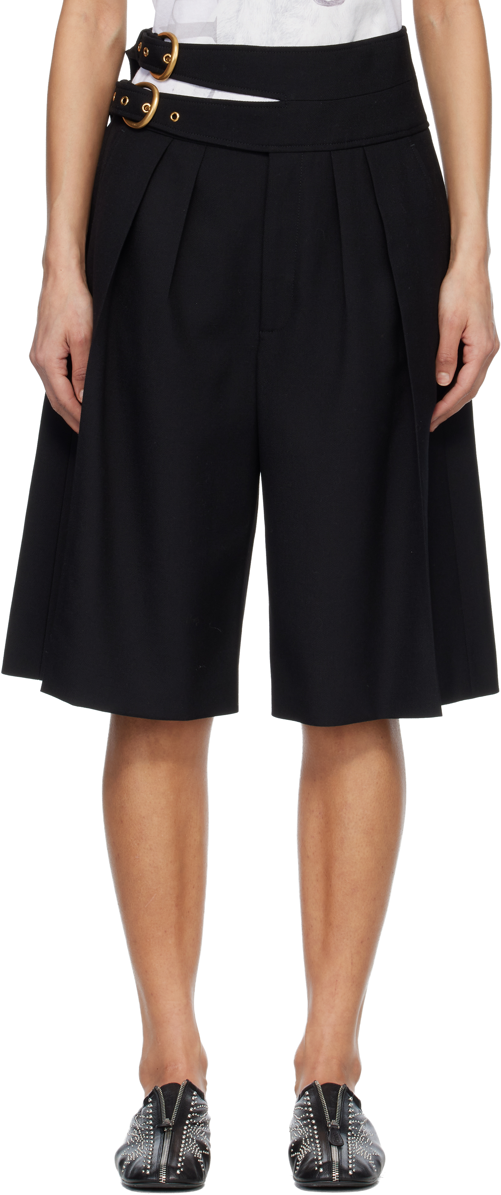 Black Double Waistband Shorts