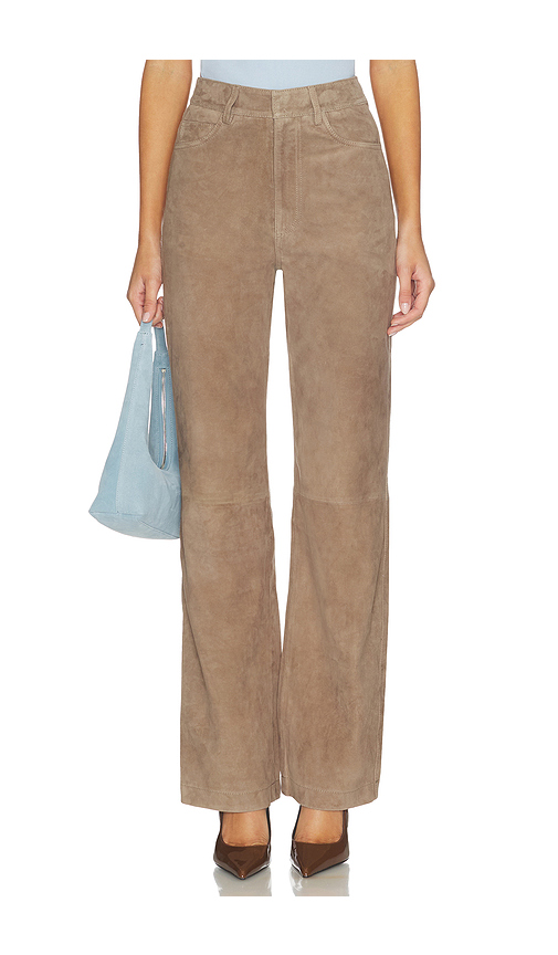 ROTATE Straight Suede Pants in Brown. 36. Also , 42