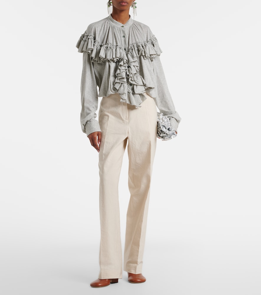 Pilar striped cotton-blend wide-leg pants