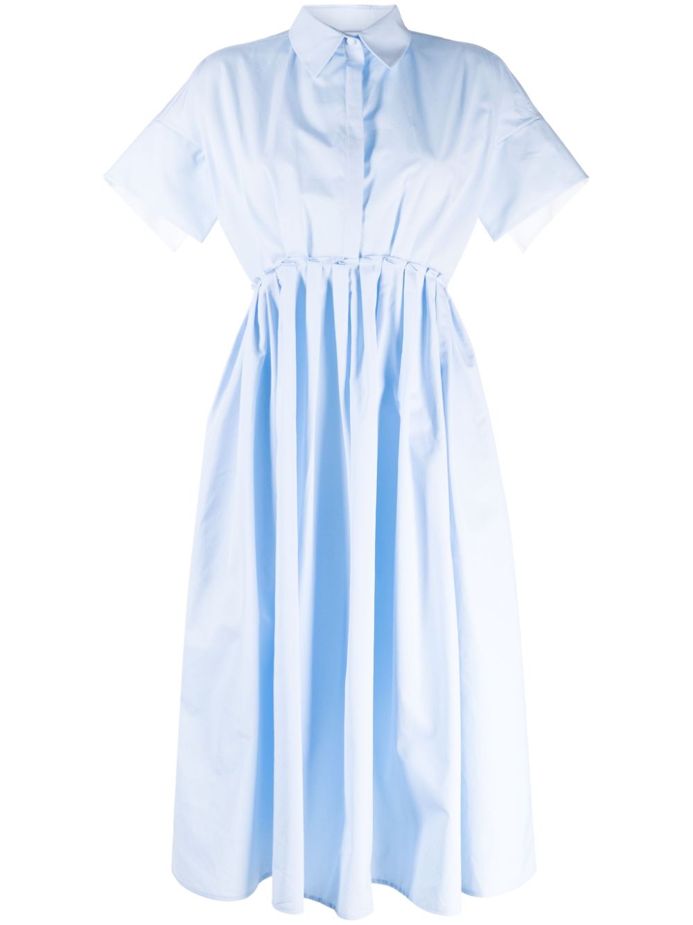 Short-sleeve cotton midi shirtdress - Blue