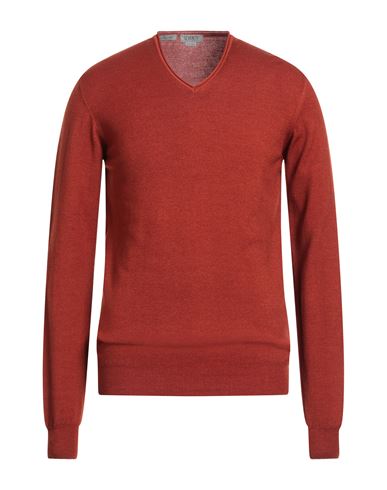 Sergio Tegon Man Sweater Rust Size L Virgin Wool, Elastane
