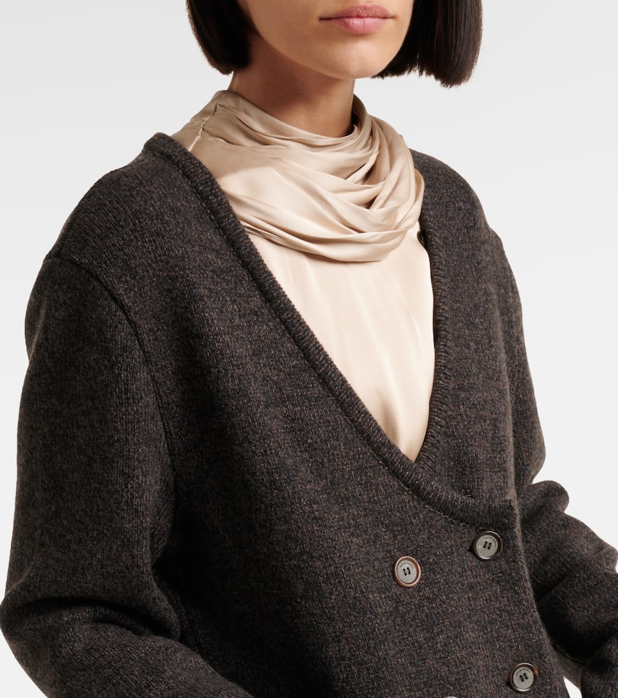 Shearling-trimmed cashmere coat