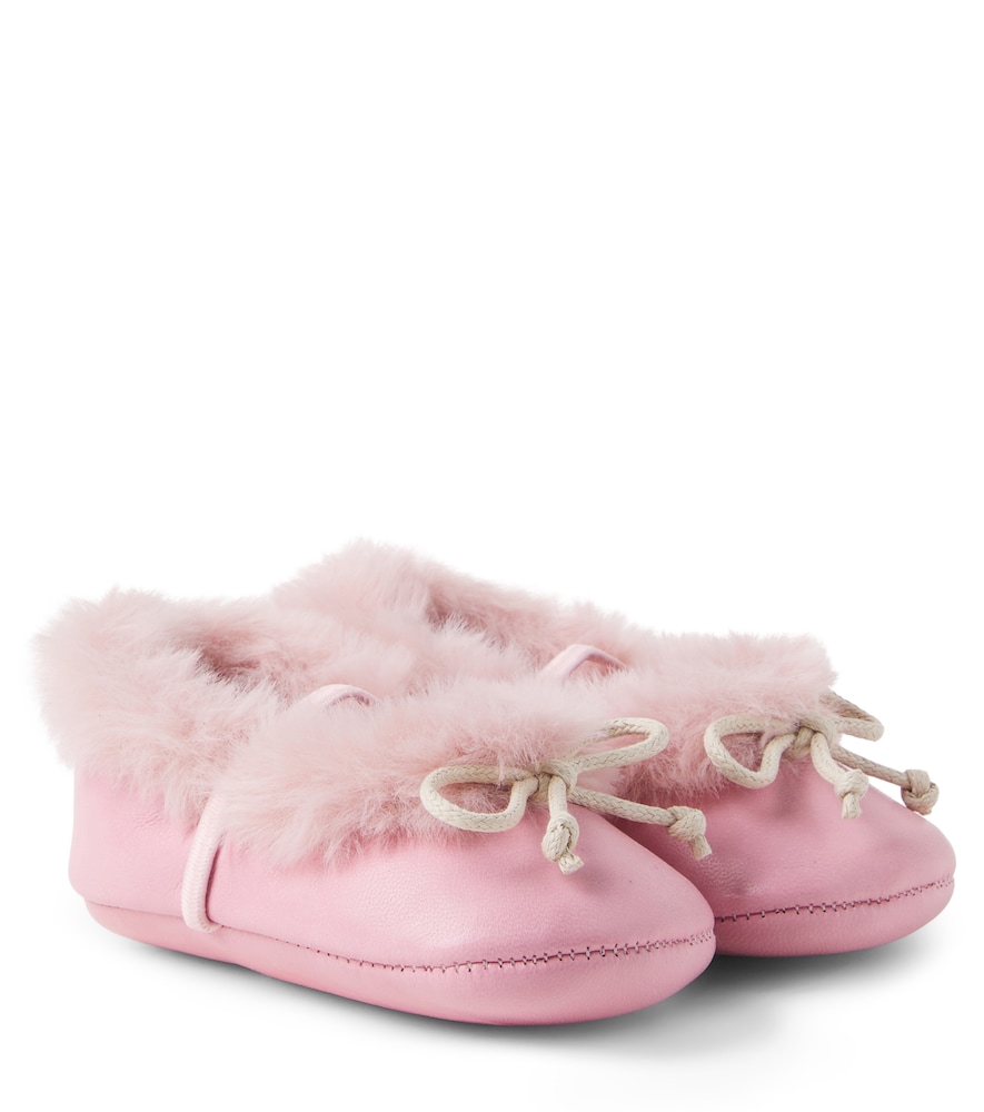 PèPè Baby Shearling-lined leather ballet flats