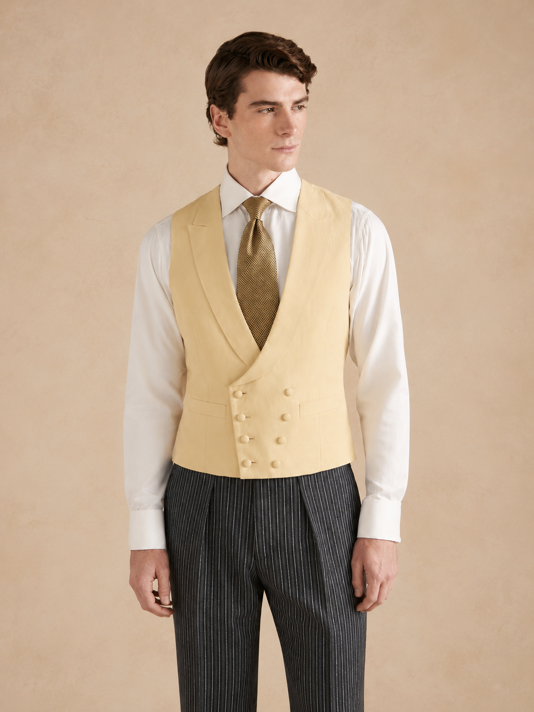 Double Breasted Linen Waistcoat - Yellow