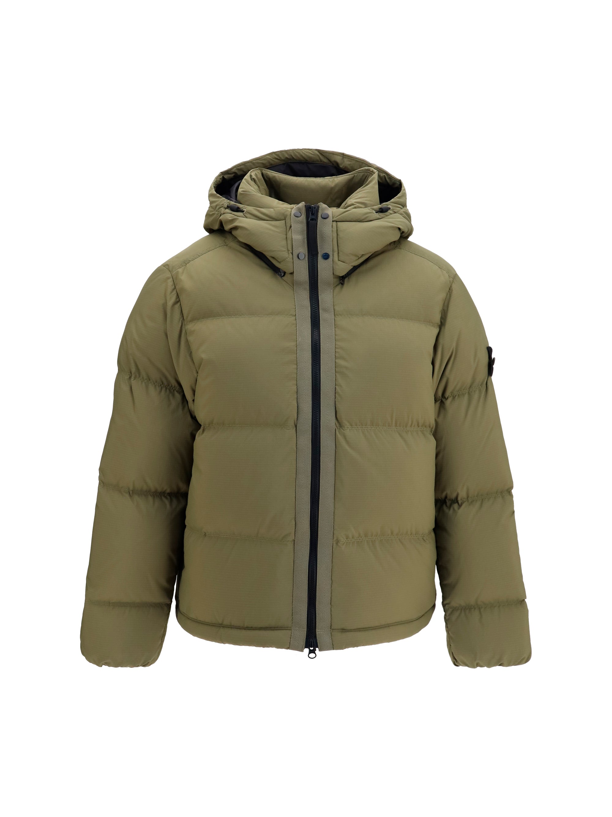 Detachable Hood Down Jacket — Green