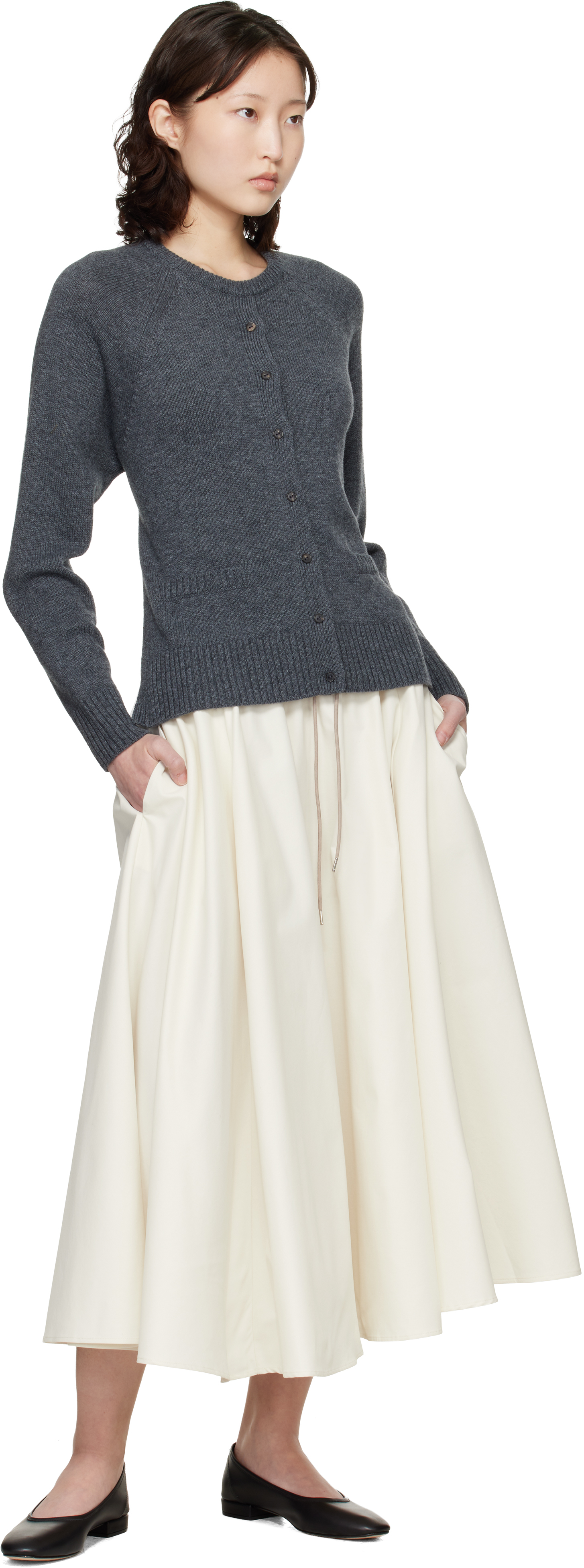 Gray Merino Wool Open-Back Cardigan