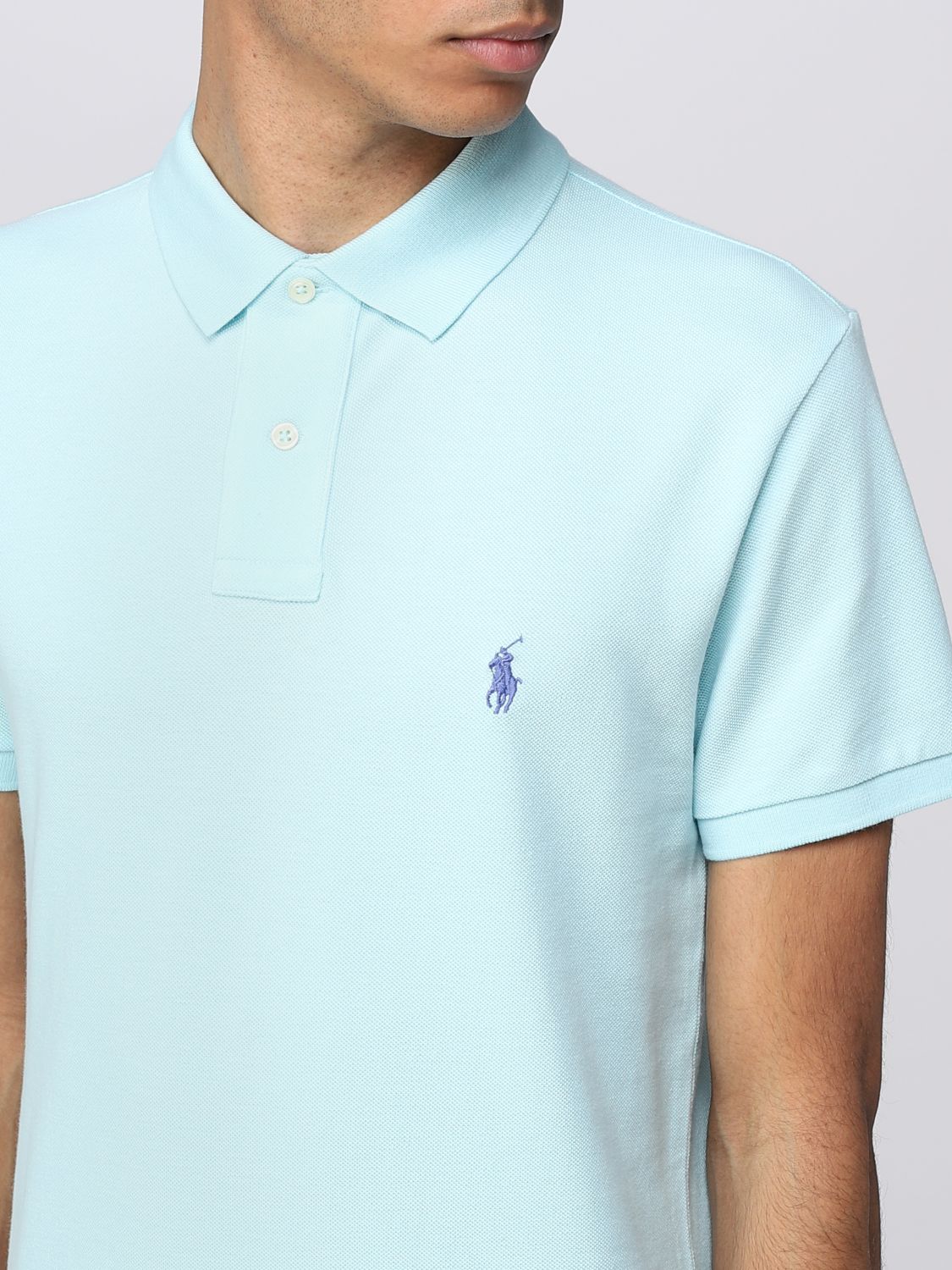 Polo Shirt Men color Turquoise