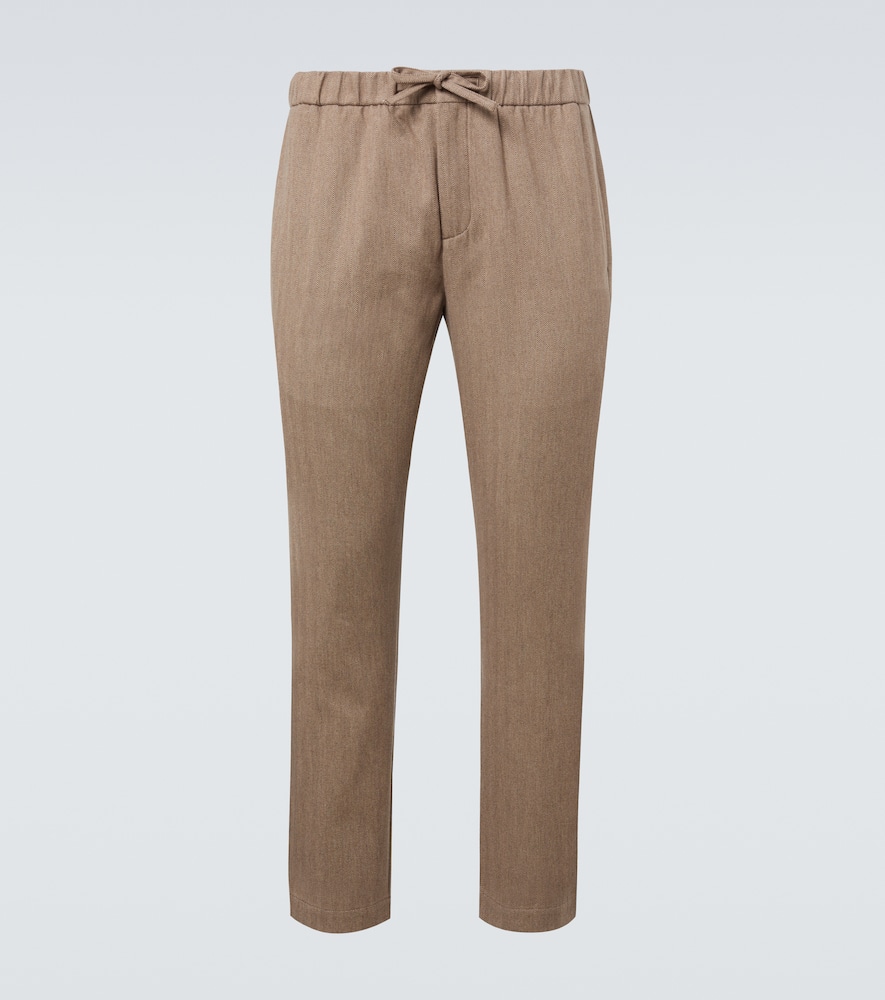 Oscar herringbone cotton-blend straight pants
