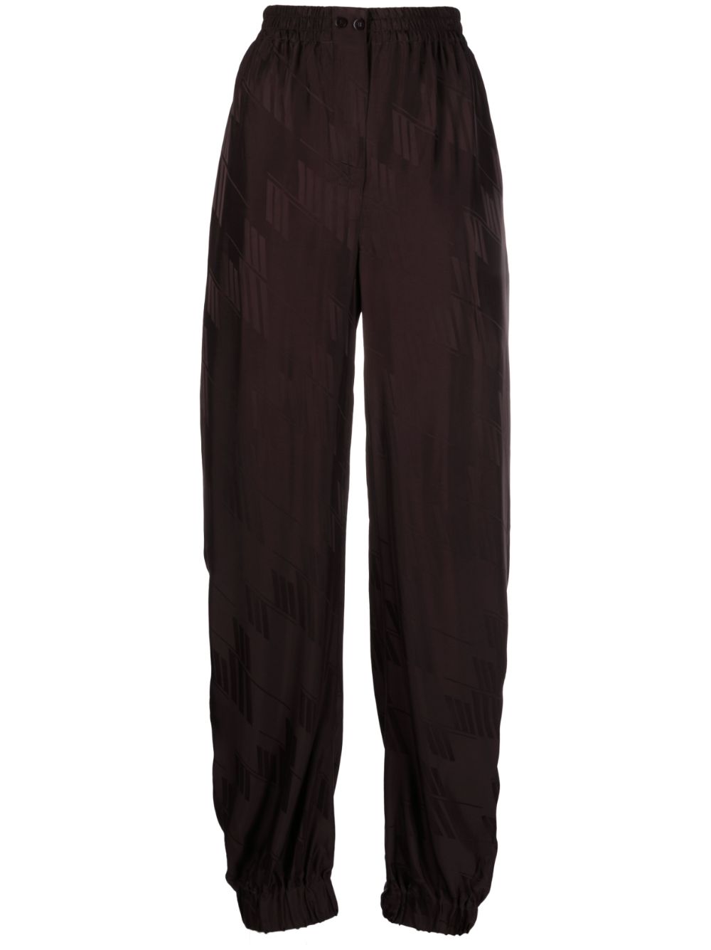 Logo-jacquard tapered trousers - Brown