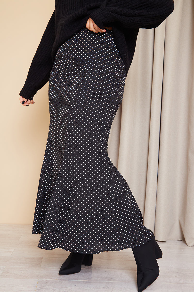Woven Polka Dot Midaxi Skirt
