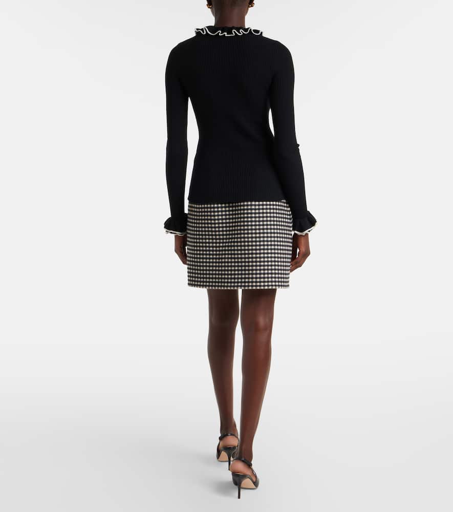 Ruffled virgin wool sweater