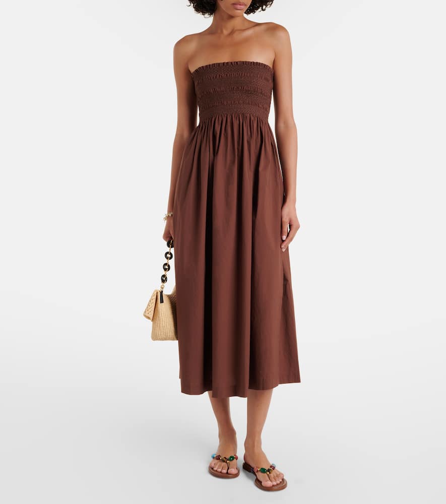 Grasse shirred cotton poplin midi dress