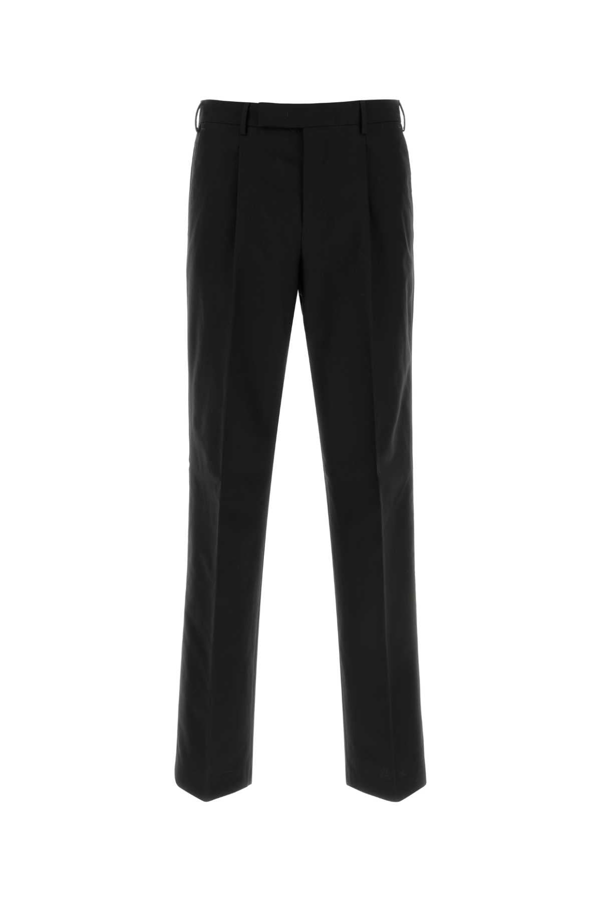 Cotton-Wool Blend Trousers — Black