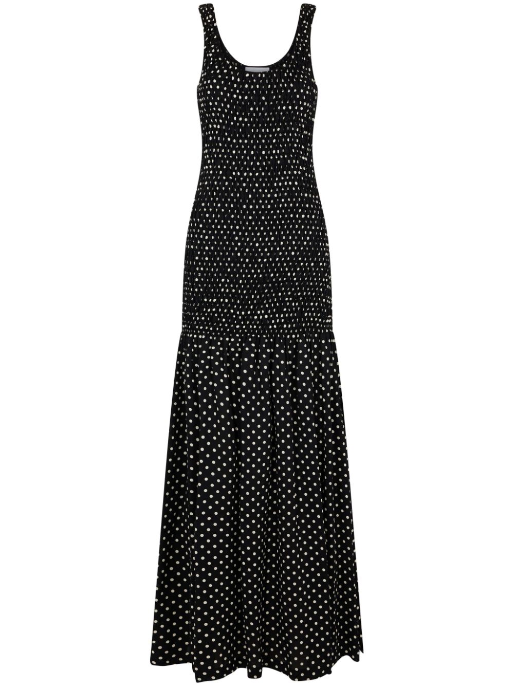Polka-dot crepe long dress - Black