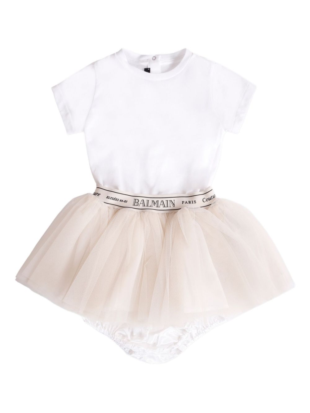 Tulle panelled dress - White