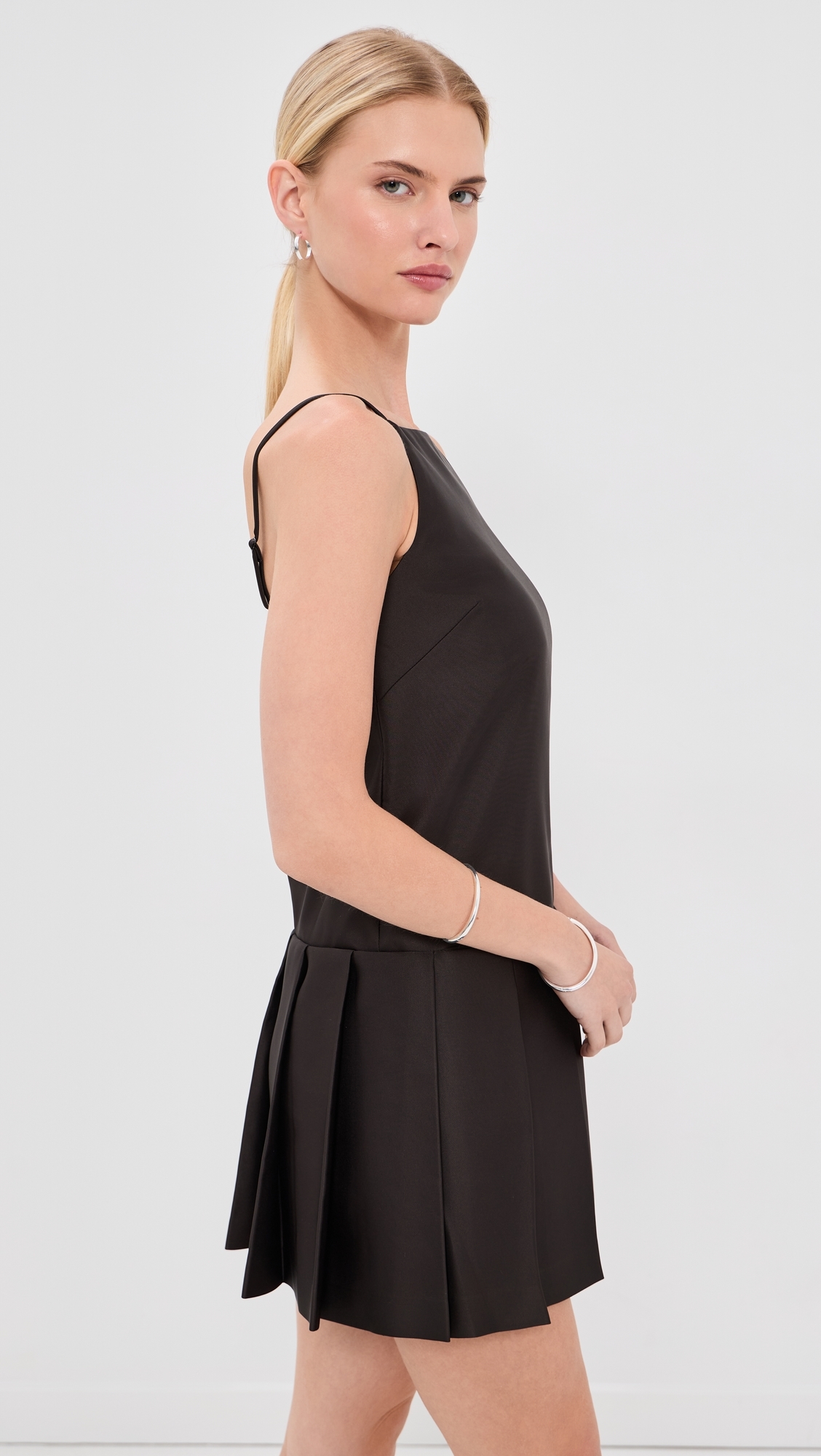 Silk Sleeveless Mini Dress Dark Chocolate Brown