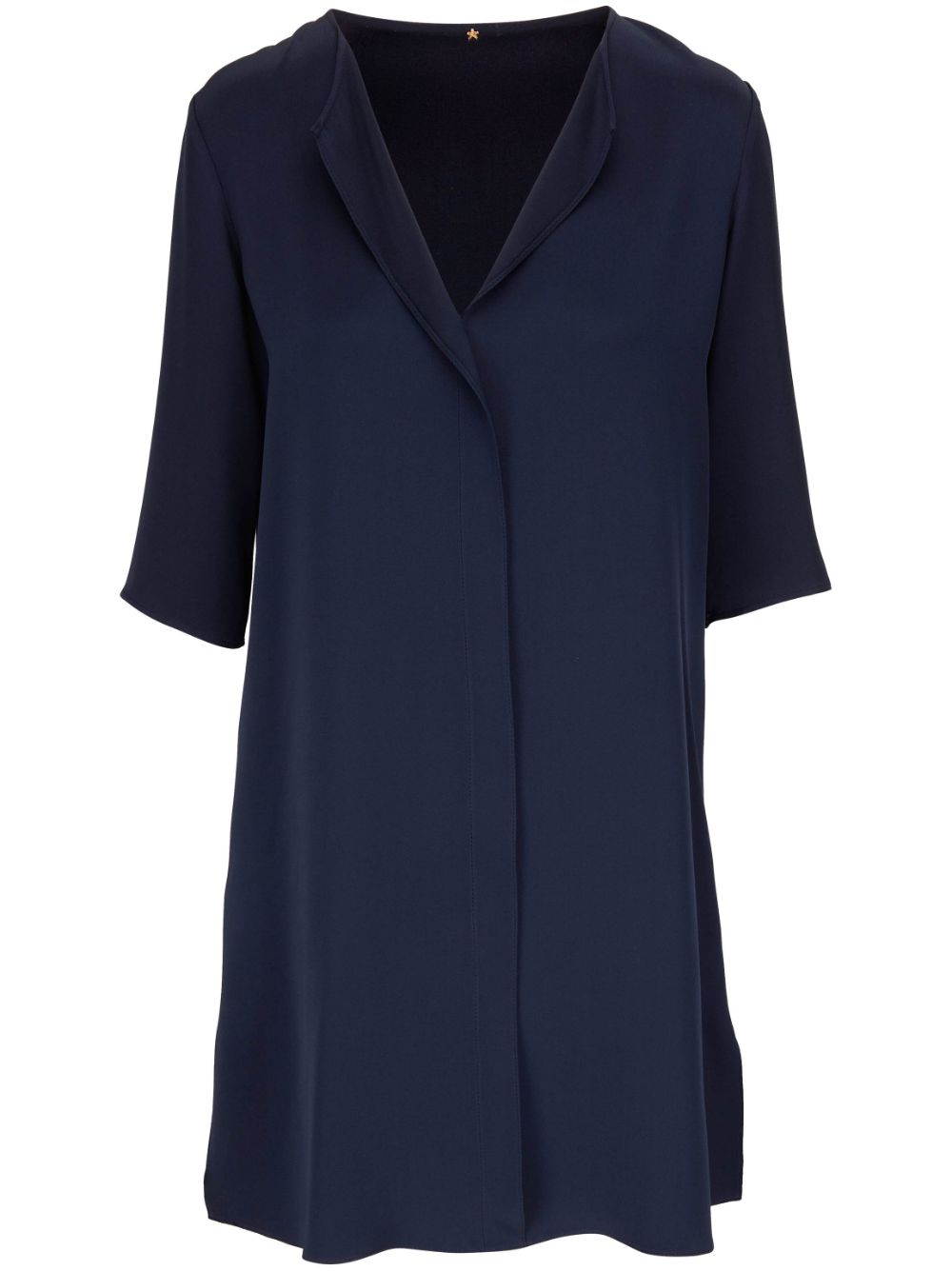 V-neck silk dress - Blue