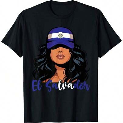 Salvadoran Girl El Salvador Flag Proud Salvadorena Women T-Shirtgraphic Tees Men Shirts Streetwear White Shirt Black Shirt