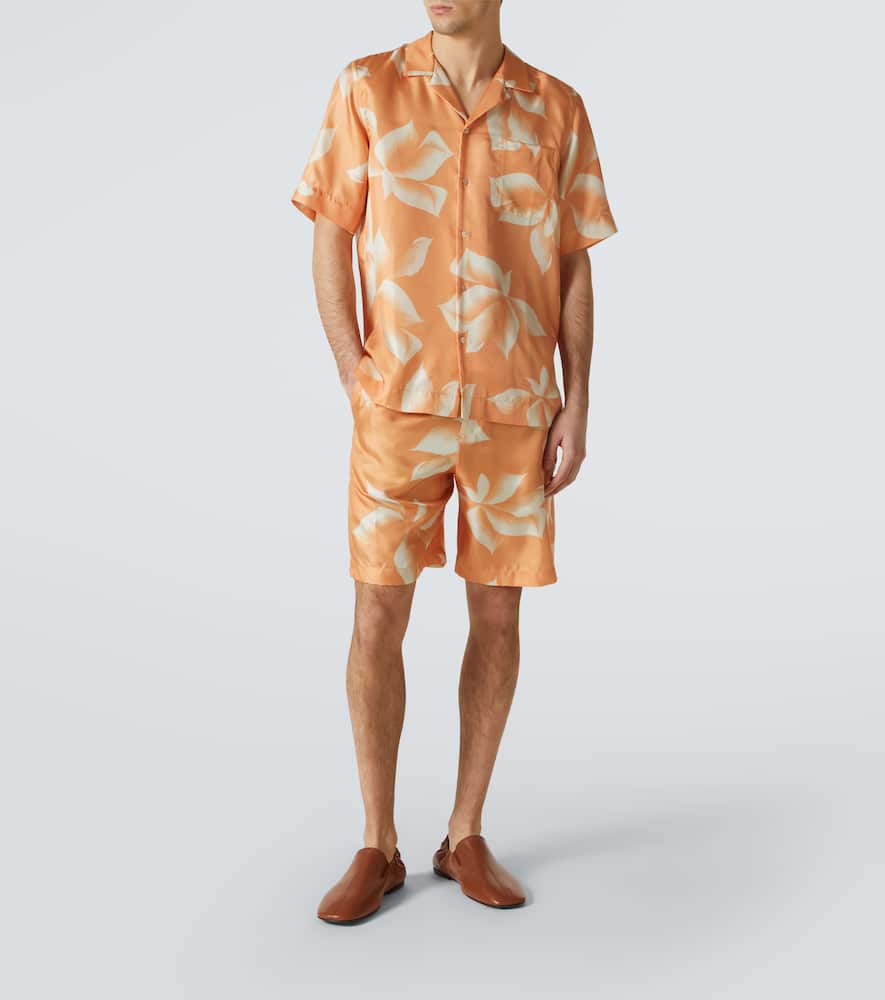 Printed silk shorts