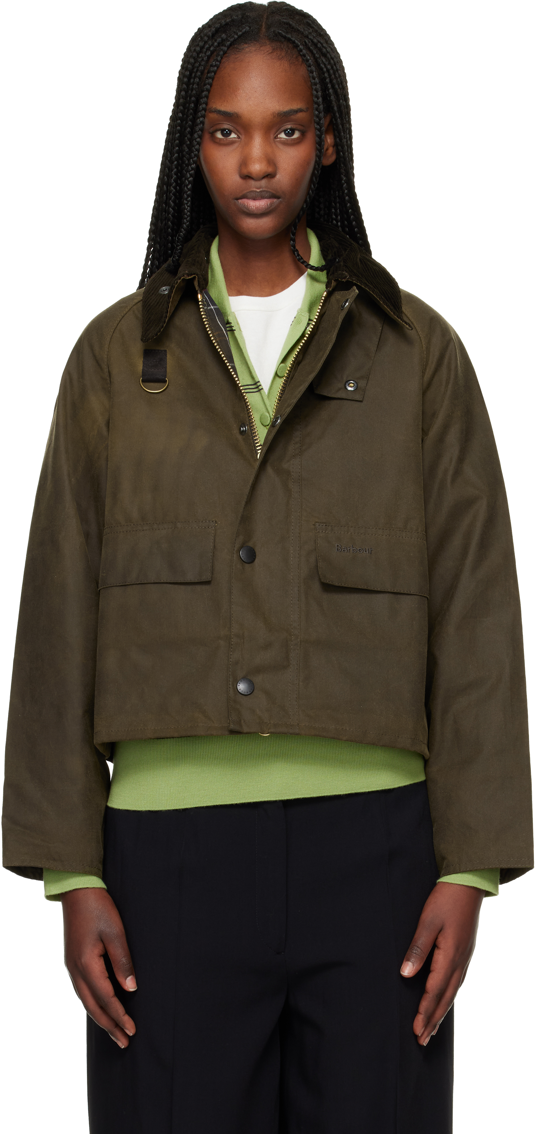 Khaki Spey Slim Waxed Jacket