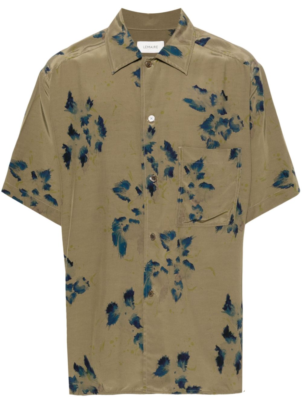Floral-print spread-collar shirt - Green