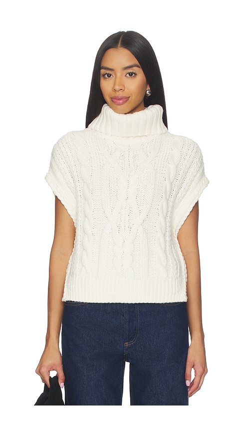 525 America Angelica Cable Trim High-Low Vest in Ivory. - L also in M, S