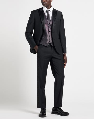 Man Suit Black Size 42 Polyester, Virgin Wool, Lycra