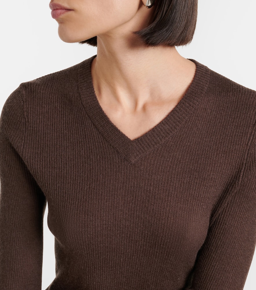 Ribbed-knit cashmere and silk sweater