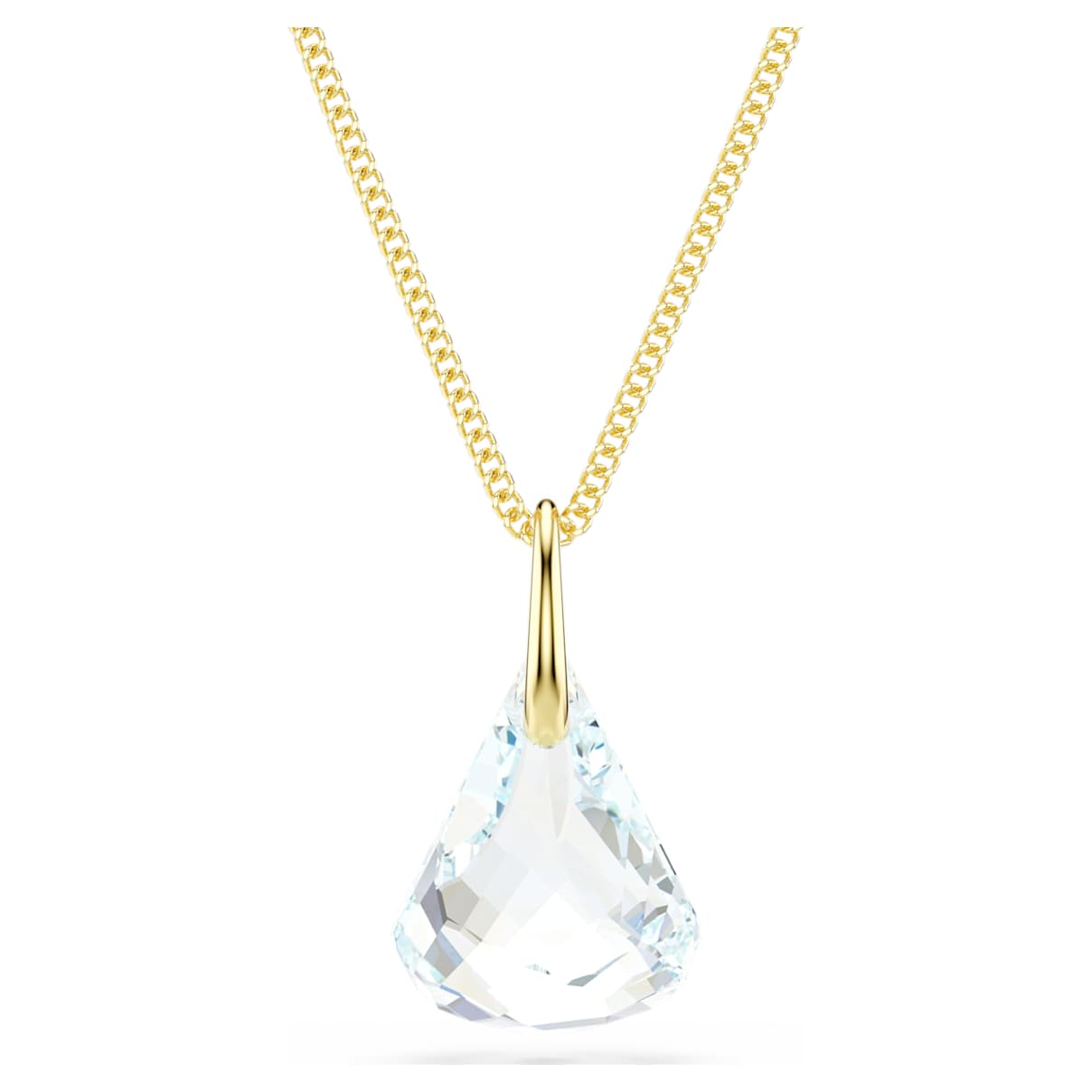 Lunar pendant, Oval cut, White, 18K gold finish