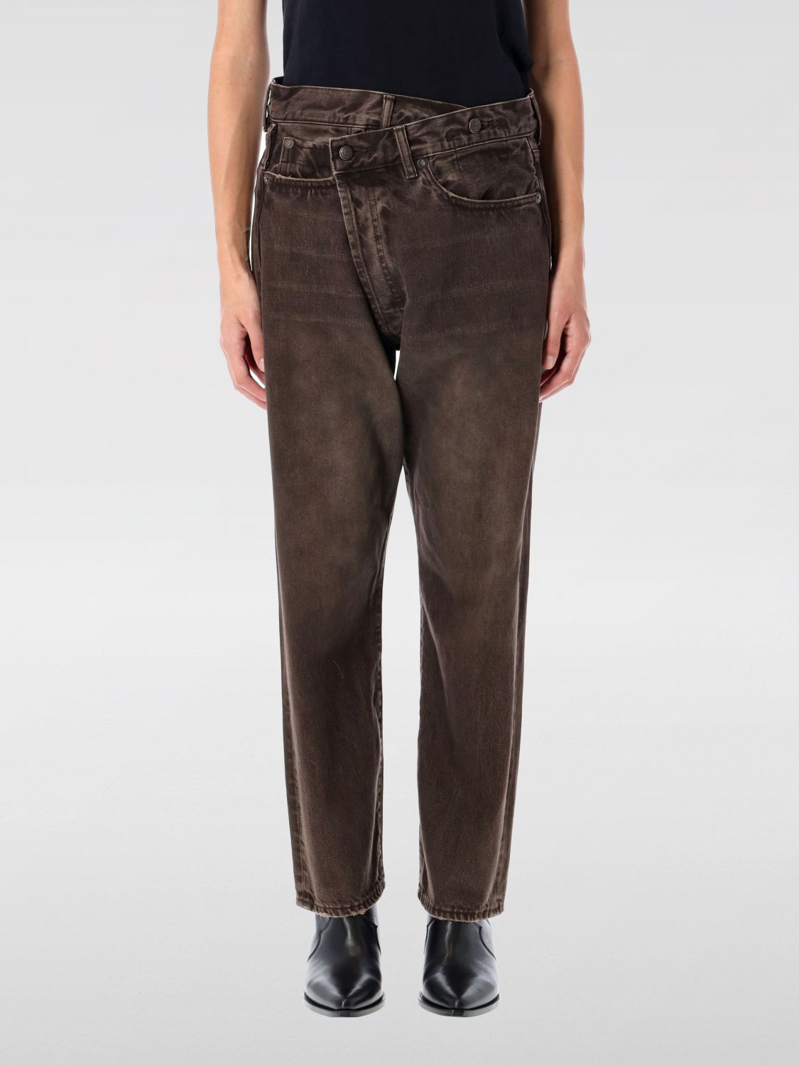 Off-centre boyfriend jeans - Brown