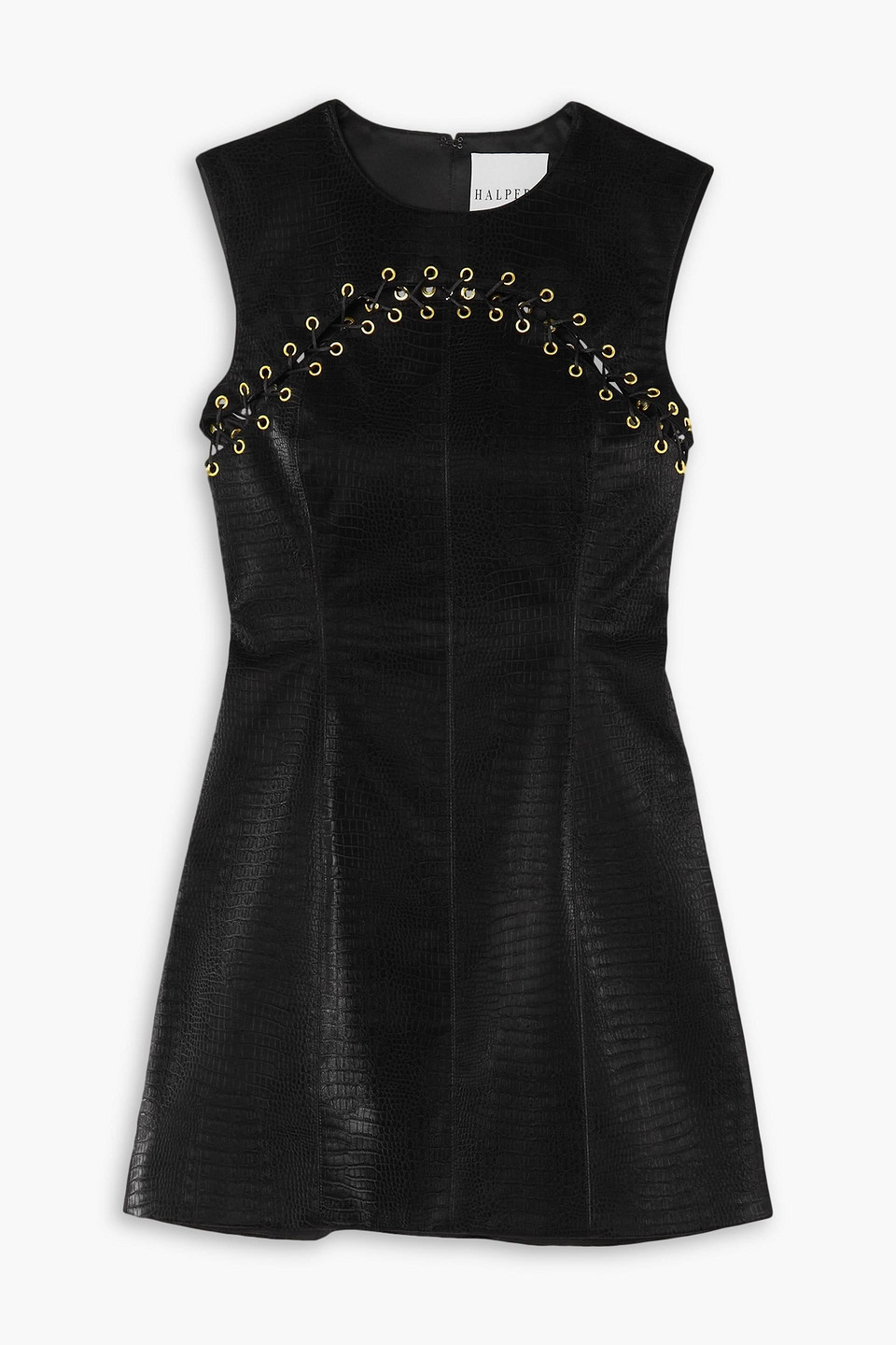 Faux croc-effect leather mini dress