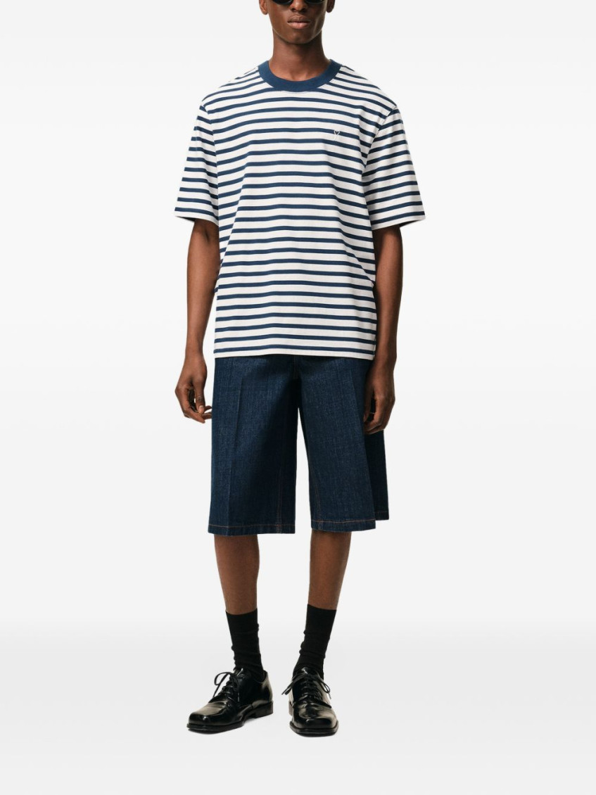 White Logo Striped T-Shirt