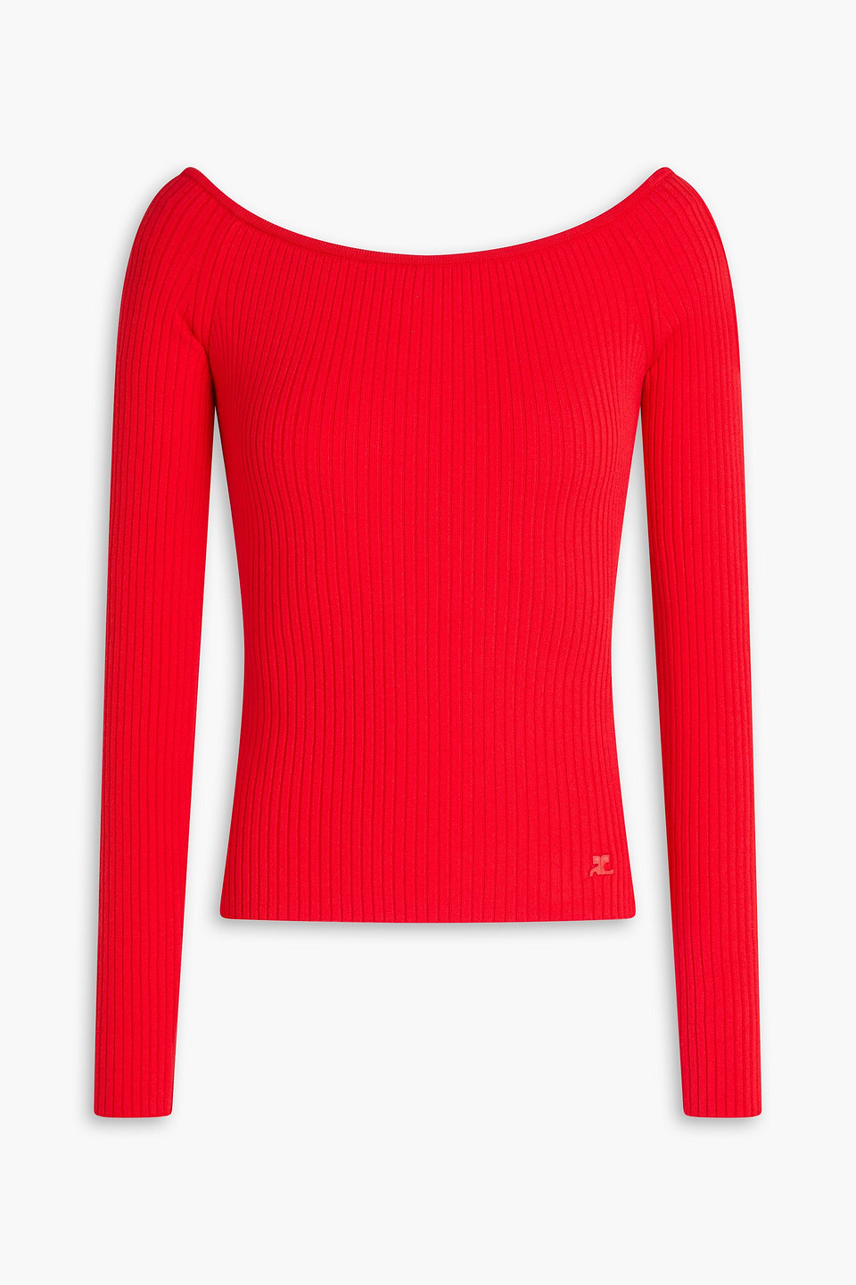 Off-the-shoulder ribbed-knit sweater - Red - S