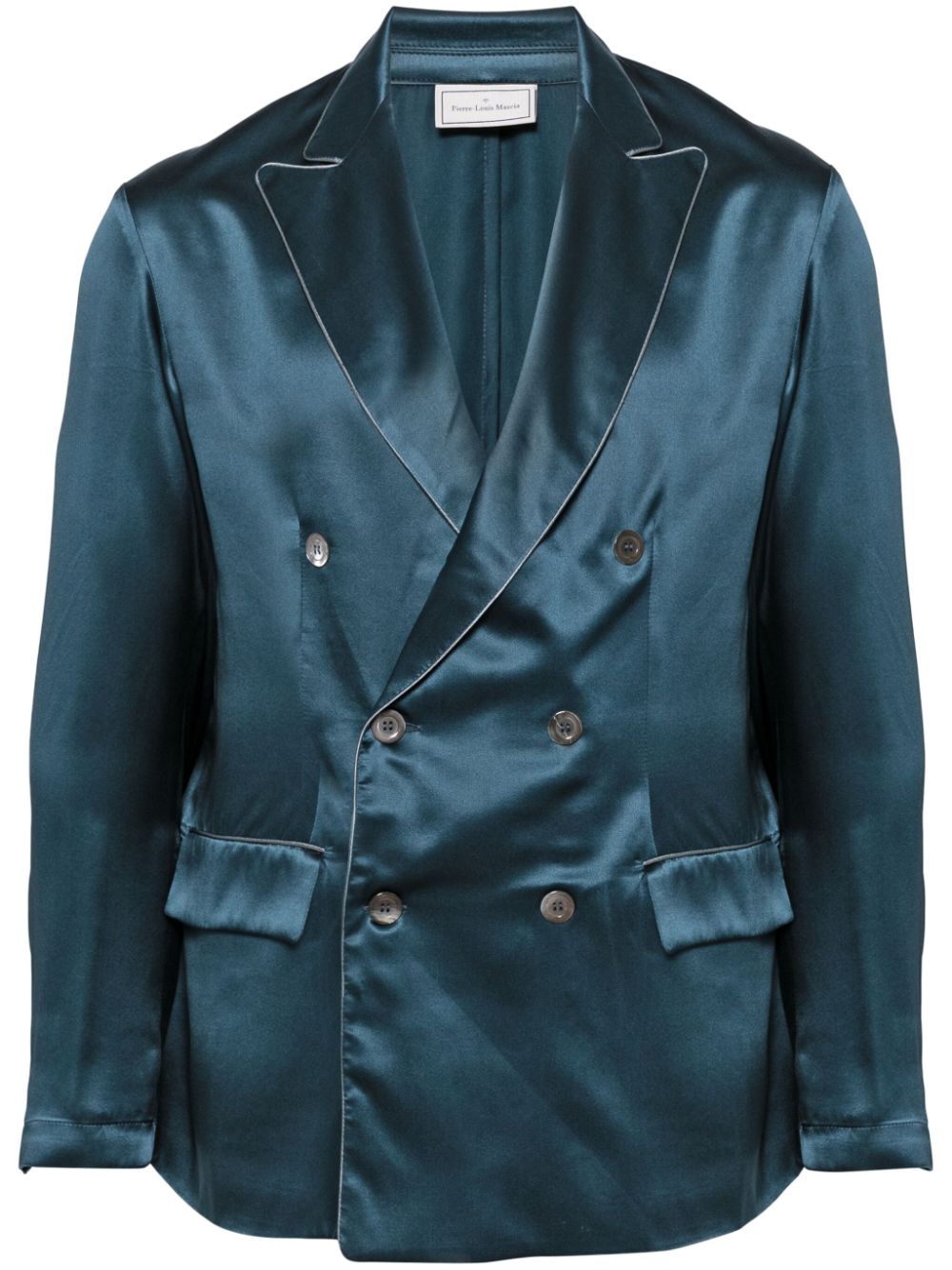 Double breasted silk blazer - Blue
