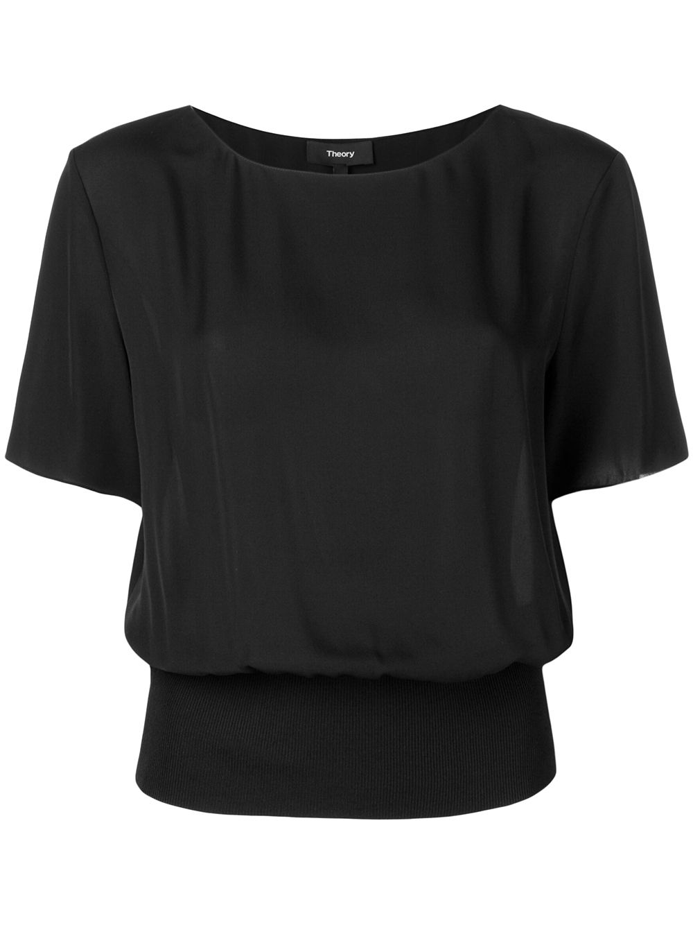 Ribbed-hem silk blouse - Blue