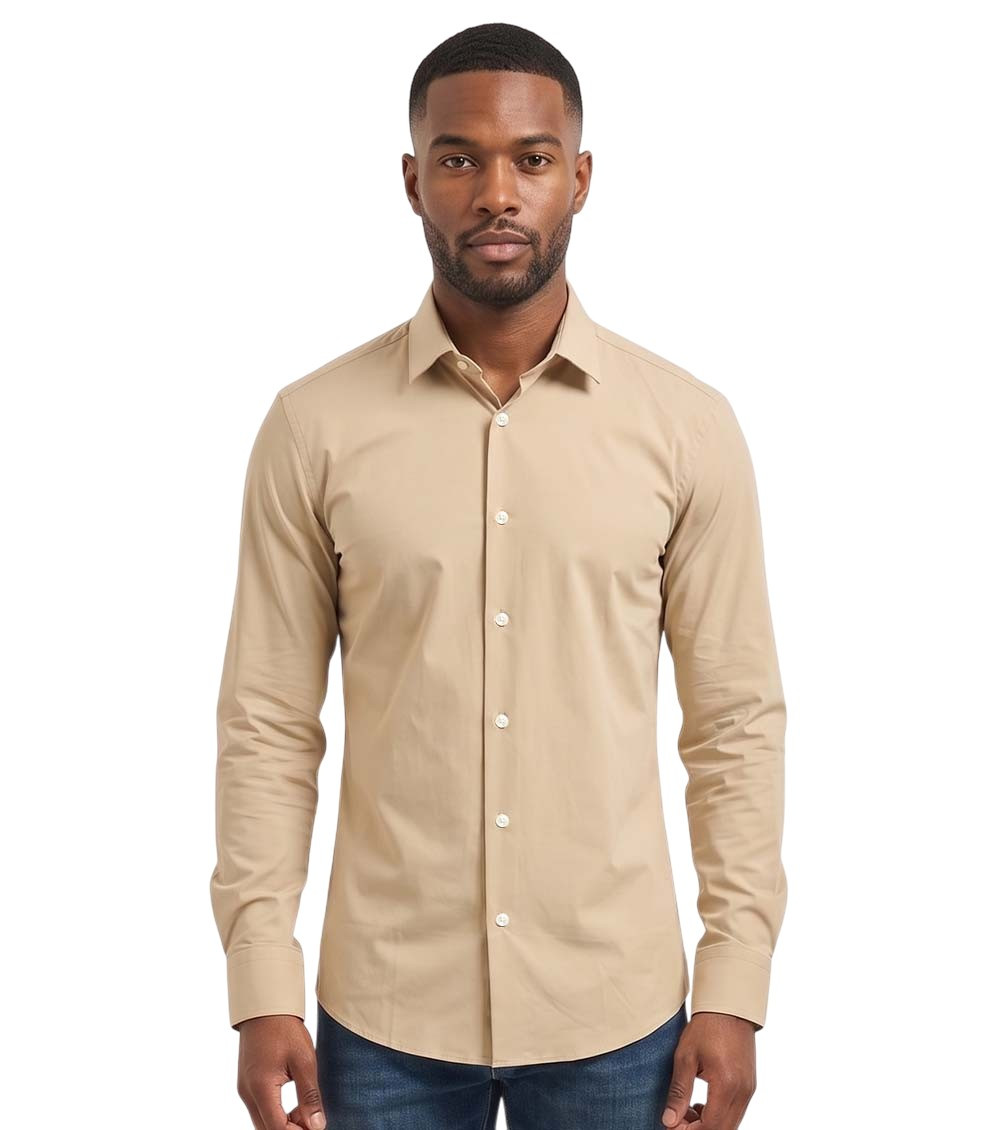 Beige Slim Logo Shirts