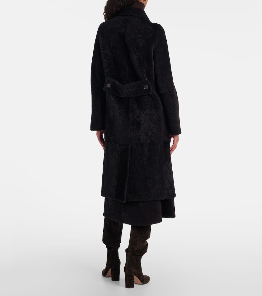 Double-breasted shearling coat