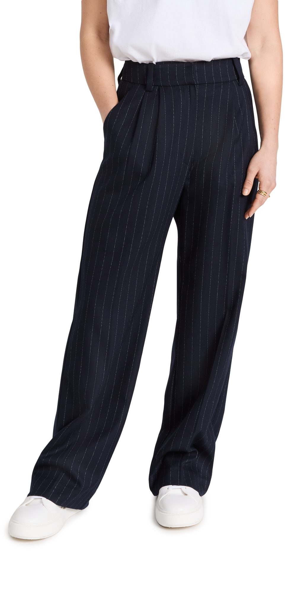 The Favorite Pants Petite Navy Pinstripe