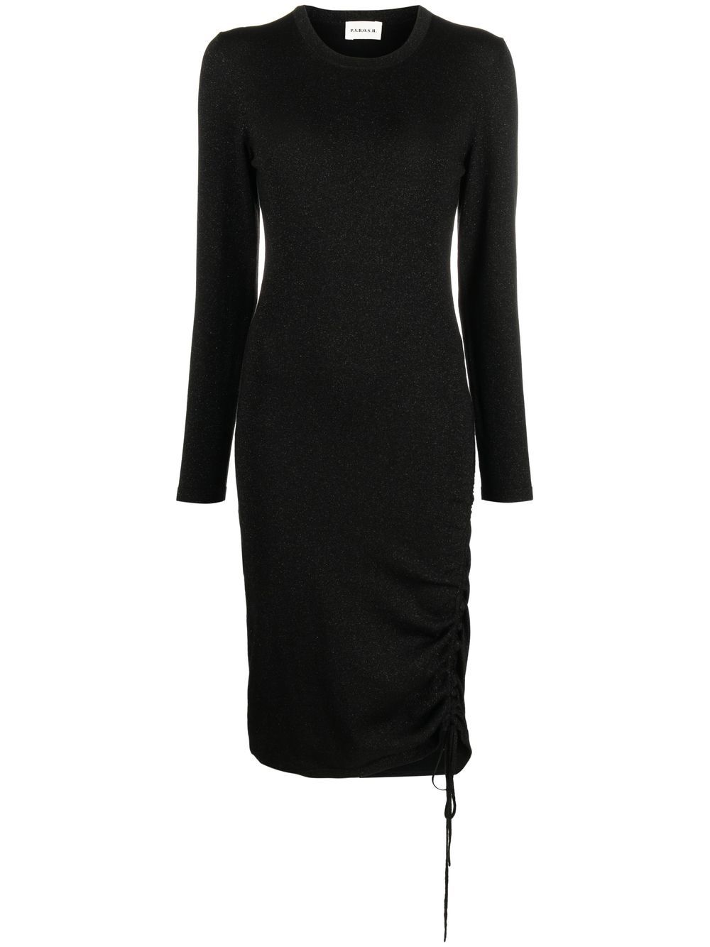 Ruched-detail midi dress - Black