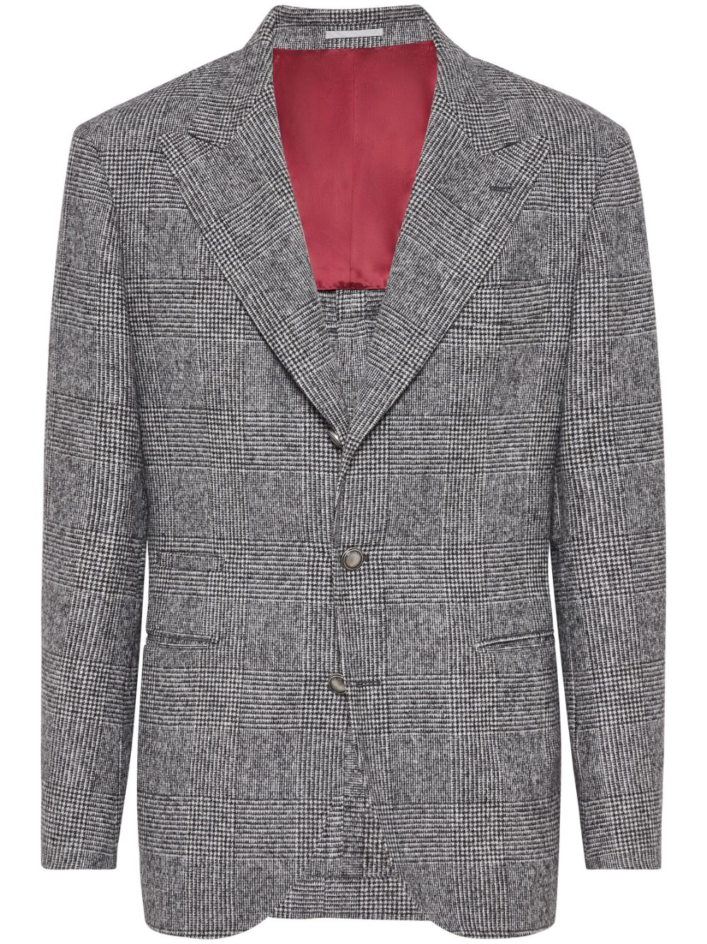 Single-breasted checked blazer - Grey