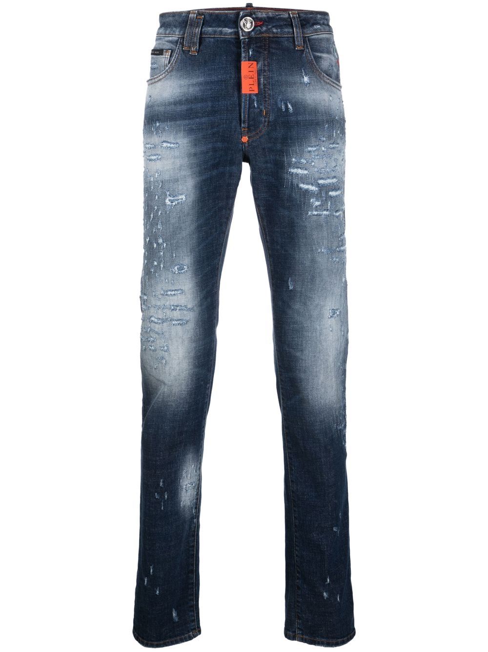 Distressed skinny-cut jeans - Blue